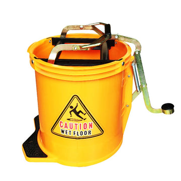 Upgraded Round Plastic Foot Pedal Mop Wringer Bucket On Wheels, Durable Brass Roller With Metal Frame,16Liter Capacity